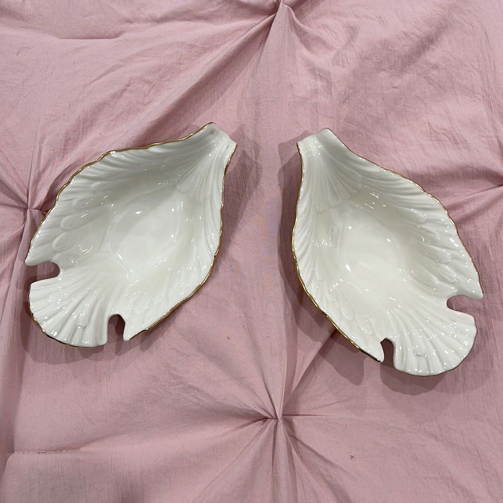 2 Vintage Lenox dove candy dishes with 14 karat gold trim
